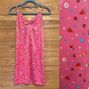 Y2K No Bounderies fruit print apple strawberry watermelon hot pink slip